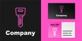 Pink line Hotel door lock key icon isolated on black background. Logo design template element. Vector Royalty Free Stock Photo