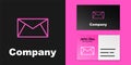 Pink line Mail and e-mail icon isolated on black background. Envelope symbol e-mail. Email message sign. Logo design