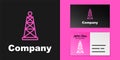 Pink line Oil rig icon isolated on black background. Gas tower. Industrial object. Logo design template element. Vector Royalty Free Stock Photo