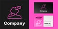 Pink line Sedative pills icon isolated on black background. Logo design template element. Vector