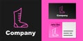 Pink line Sport boxing shoes icon isolated on black background. Wrestling shoes. Logo design template element. Vector