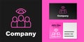 Pink line Spy, agent icon isolated on black background. Spying on people. Logo design template element. Vector Royalty Free Stock Photo