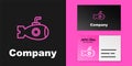 Pink line Submarine icon isolated on black background. Military ship. Logo design template element. Vector Royalty Free Stock Photo