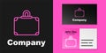 Pink line Suitcase for travel icon isolated on black background. Traveling baggage sign. Travel luggage icon. Logo