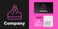 Pink line Volcano icon isolated on black background. Logo design template element. Vector