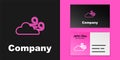 Pink line Windy weather icon isolated on black background. Cloud and wind. Logo design template element. Vector Royalty Free Stock Photo