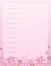 Pink lined letter paper page with a floral frame