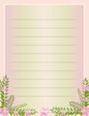 Pink lined letter paper page with a floral frame