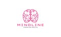 Pink lines brain logo symbol vector icon illustration graphic design Royalty Free Stock Photo