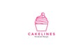Pink lines cupcake logo design vector icon symbol illustration Royalty Free Stock Photo
