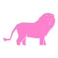 Pink lion isolated on white
