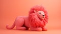 Pink Toy Lion On Orange Background - Vray Tracing And Realistic Textures Royalty Free Stock Photo