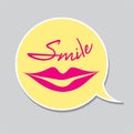 Pink lips shape, smile icon vector, sticker valentines day