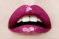 Pink Lips with white Skin. Macro beauty. Royalty Free Stock Photo