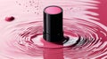 Pink lipstick falls into the water Royalty Free Stock Photo