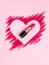 Pink lipstick smeared in the shape of heart