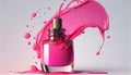 pink liquid nail polish splash form bottle 3d rendering clipping path make-up fashion paint female manicure colours beauty spill Royalty Free Stock Photo