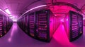 Pink Lit Data Center Server Room Interior Royalty Free Stock Photo