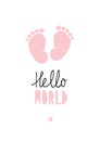 Pink Little Baby Feet Vector Illustration.