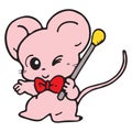 Cartoon pink little mouse