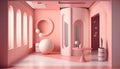 Pink living room interior design. Home background furniture 3d rendering.