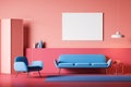 Pink living room interior with poster Royalty Free Stock Photo