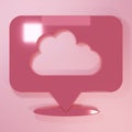 Pink Location cloud icon isolated on pink background. Minimalism concept. 3D render illustration Royalty Free Stock Photo