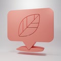 Pink Location pin with leaf inside icon isolated on pink background. Minimalism concept. 3D render illustration Royalty Free Stock Photo