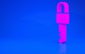 Pink Locked key icon isolated on blue background. Minimalism concept. 3d illustration. 3D render