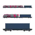 Pink Locomotive with Cargo Container