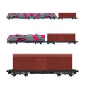 Pink Locomotive with Closed Wagon on Platform