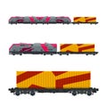 Pink Locomotive with Orange Cargo Container