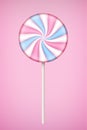 Pink Lolipop candy on pastel pink background. Royalty Free Stock Photo