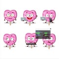 Pink lolipop love Programmer cute cartoon character with