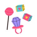 Pink lollipop bubble gum lollipop ring in the style of the 90s. Sweet candy. Perfect for cards, decorations, logo Royalty Free Stock Photo