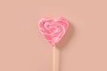 Lollipops pink candy. Valentine's day greeting card.