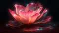 Pink lotus bio luminescence phosphor illusion neon glowing generative AI Royalty Free Stock Photo