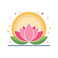 Pink Lotus Flower Bloom with Sun Background Vector Illustration Royalty Free Stock Photo