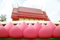 Pink Lotus Flower Petal Shaped Wall of Wat Muang Temple in Ang Thong Province, Thailand