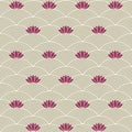 Pink Lotus On Light Cream Background Vector With Geometric Pattern