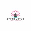 Pink Lotus Spa Stone Logo Design Vector Royalty Free Stock Photo