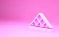Pink Louvre glass pyramid icon isolated on pink background. Louvre museum. Minimalism concept. 3d illustration 3D render