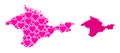 Pink Love Collage Map of Crimea