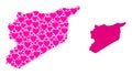 Pink Love Collage Map of Syria
