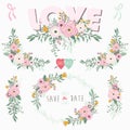 Pink Love Floral Elements