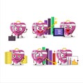 Pink love gift box character designs as a trader investment mascot