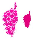 Pink Love Heart Collage Map of Corsica