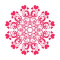 Pink love mandala in white bacround