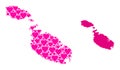 Pink Love Mosaic Map of Malta