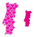 Pink Love Mosaic Map of Portugal